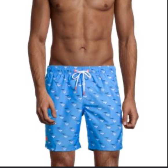 Original Penguin Light Blue Swim Trunks with Seagull Design - Picture 1 of 13